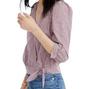 Madewell Gingham Check Wrap Top